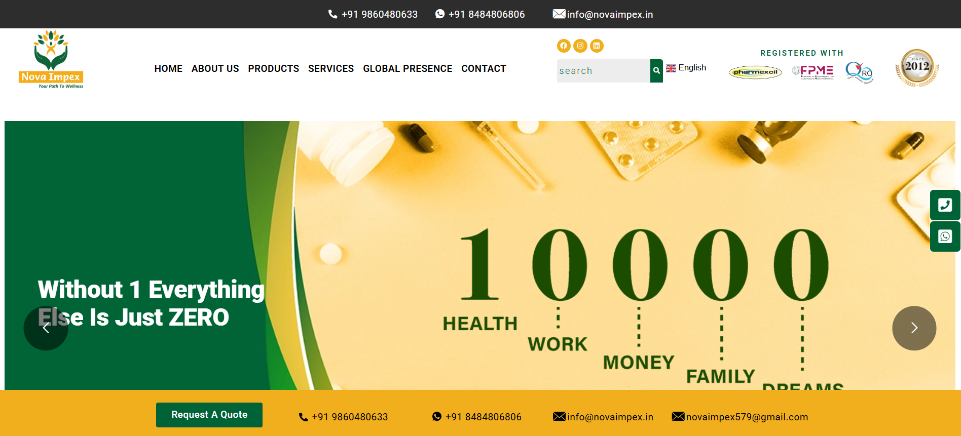Nova Impex website